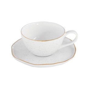 FILIŻANKA WHITE GOLD  Z TALERZYKIEM